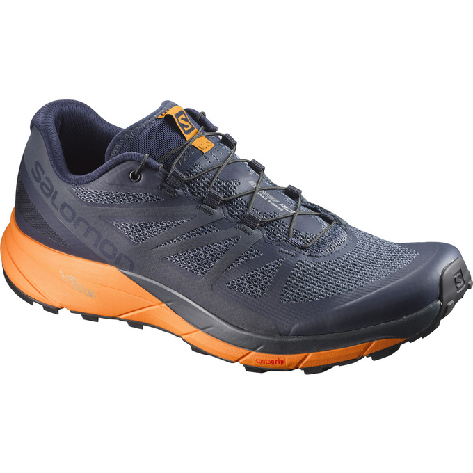 SALOMON SENSE RIDE Philippines - Men's Trail Running Shoes - Navy/Orange | 624173-TBC